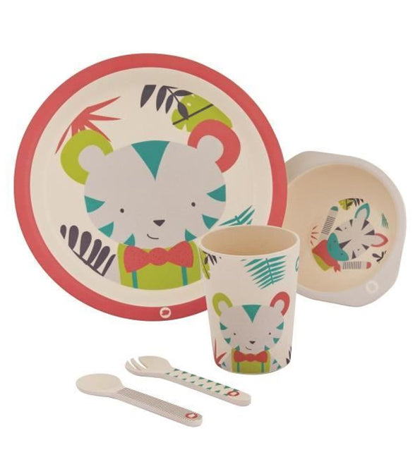 3220660302321_8eb19651-dab1-4d24-89bb-2a9deb09ab0a.jpg Bebe Confort – Coffret repas en Bambou (Assiette, bol, verre, cuillère, fourchette) – Jungle Vibes (18M +) – Image 1