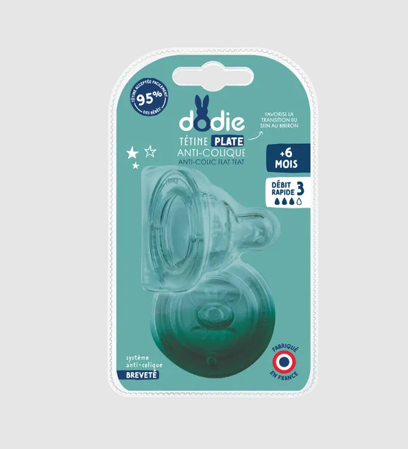 Dodie tetine plate anti colique D3 +6 Mois