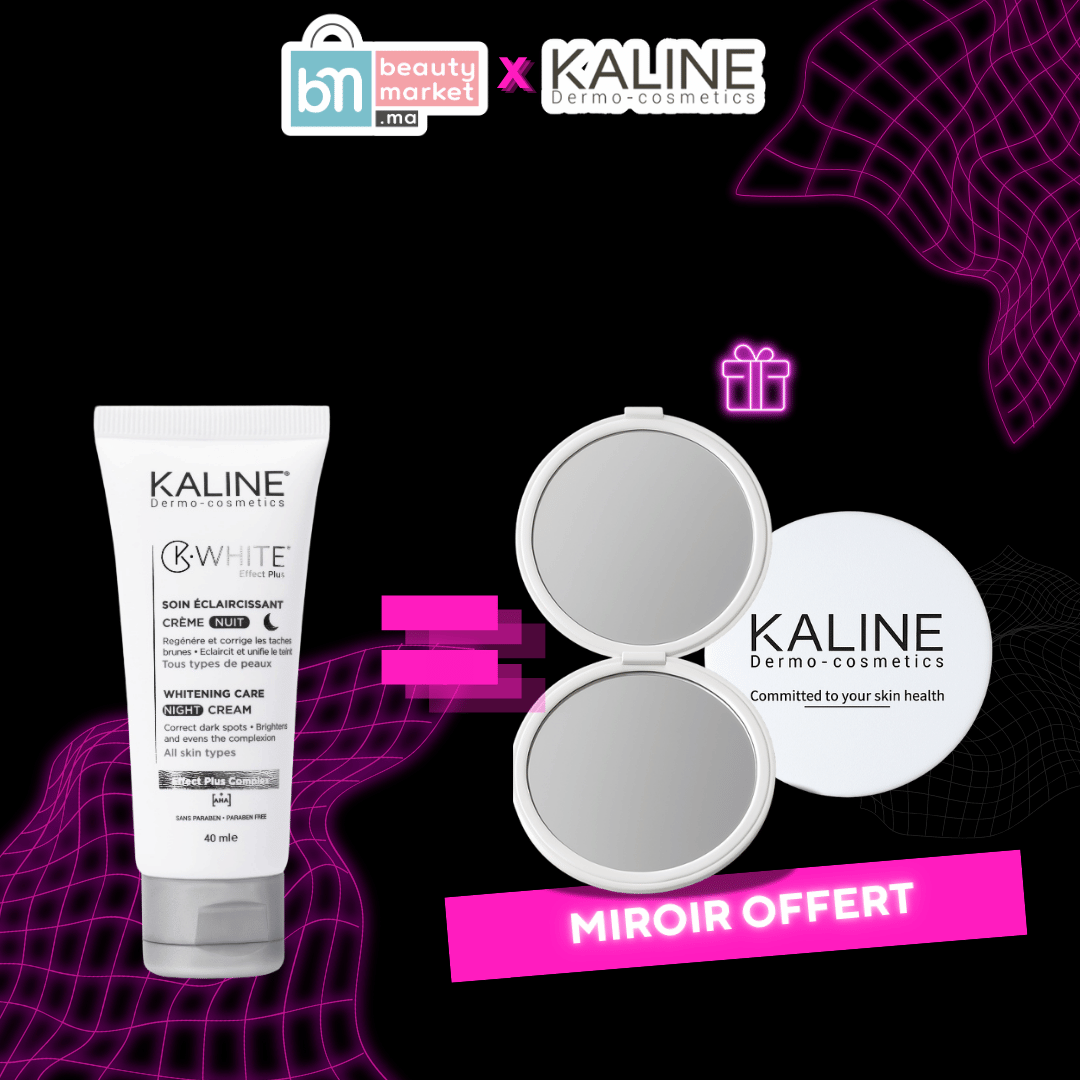 KALINE K-WHITE Soin Éclaircissant Crème Nuit 40 ml – Crème de nuit unifiante et anti-taches+  + Miroir offert