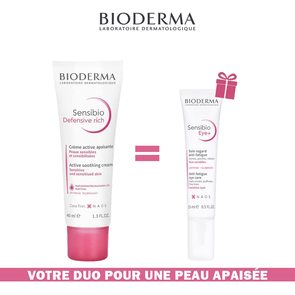 Bioderma Sensibio Défensive Riche Crème Active Apaisante 40ml = Contour des Yeux 15 ml Offert