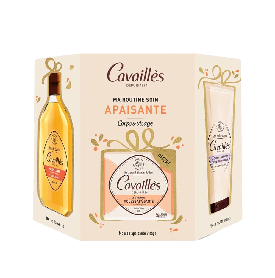 Cavailles ma routine soin apaisante Creme Miraculeuse + Huile Douche Veloutante + Savon