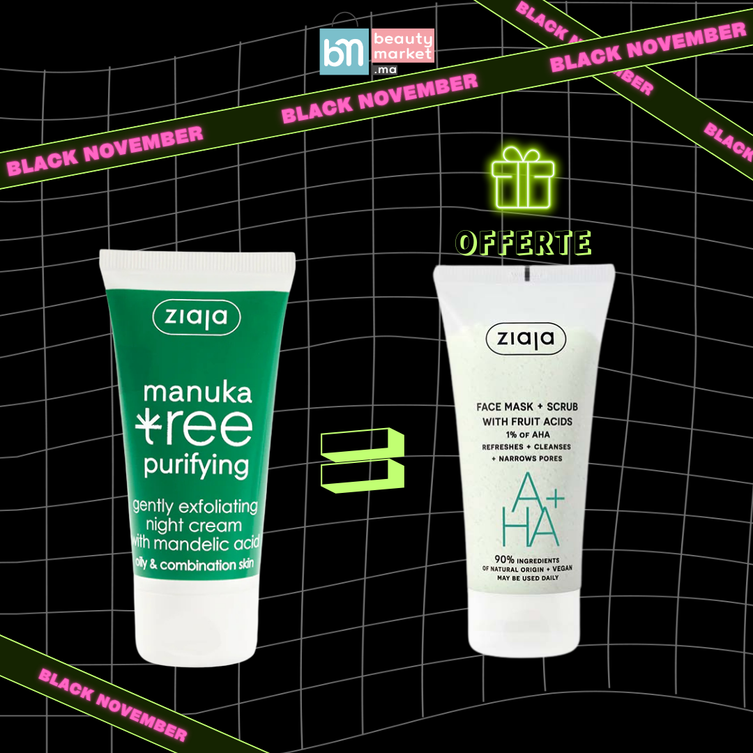Ziaja – Manuka Tree Crème de Nuit 50ml = Masque & Gommage Aux Acides de Fruits 55ml OFFERT