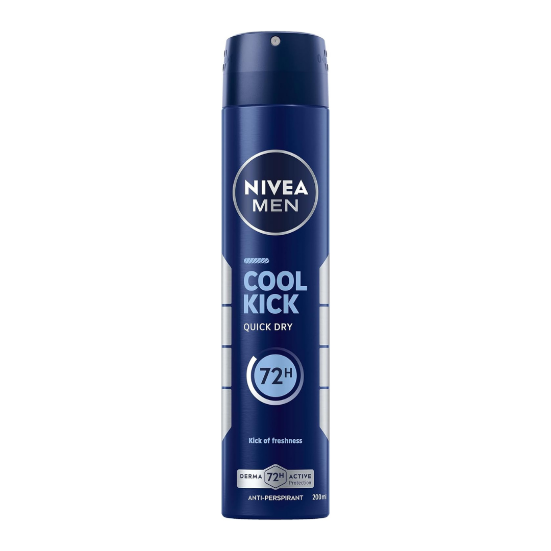 NIVEA MEN Déodorant Spray Cool Kick 72h 200ml – Fraîcheur Intense & Protection Anti-Transpirante Longue Durée