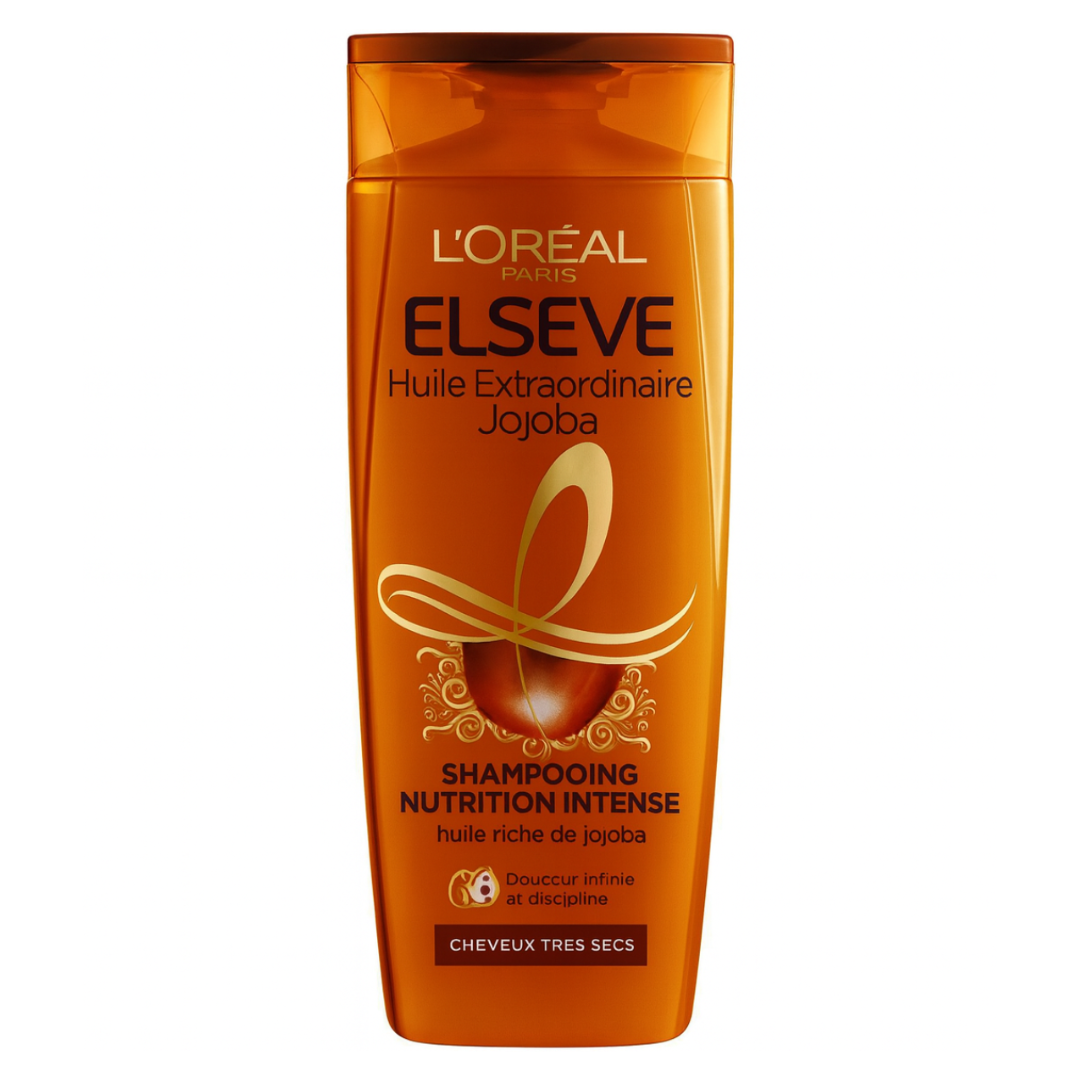 Designsanstitre_5_6be7724a-0cae-436b-8f91-d4f108b09730-1.png L’Oréal Elsève Huile Extraordinaire Jojoba Shampooing 400ml – Nutrition Cheveux Secs – Image 1