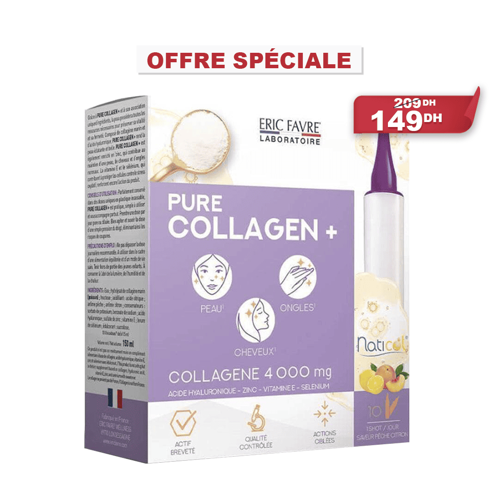 Eric Favre Pure Collagen+ Formule Liquide Pêche Ampoule Citron 10x15 ml – Beauté & anti-âge