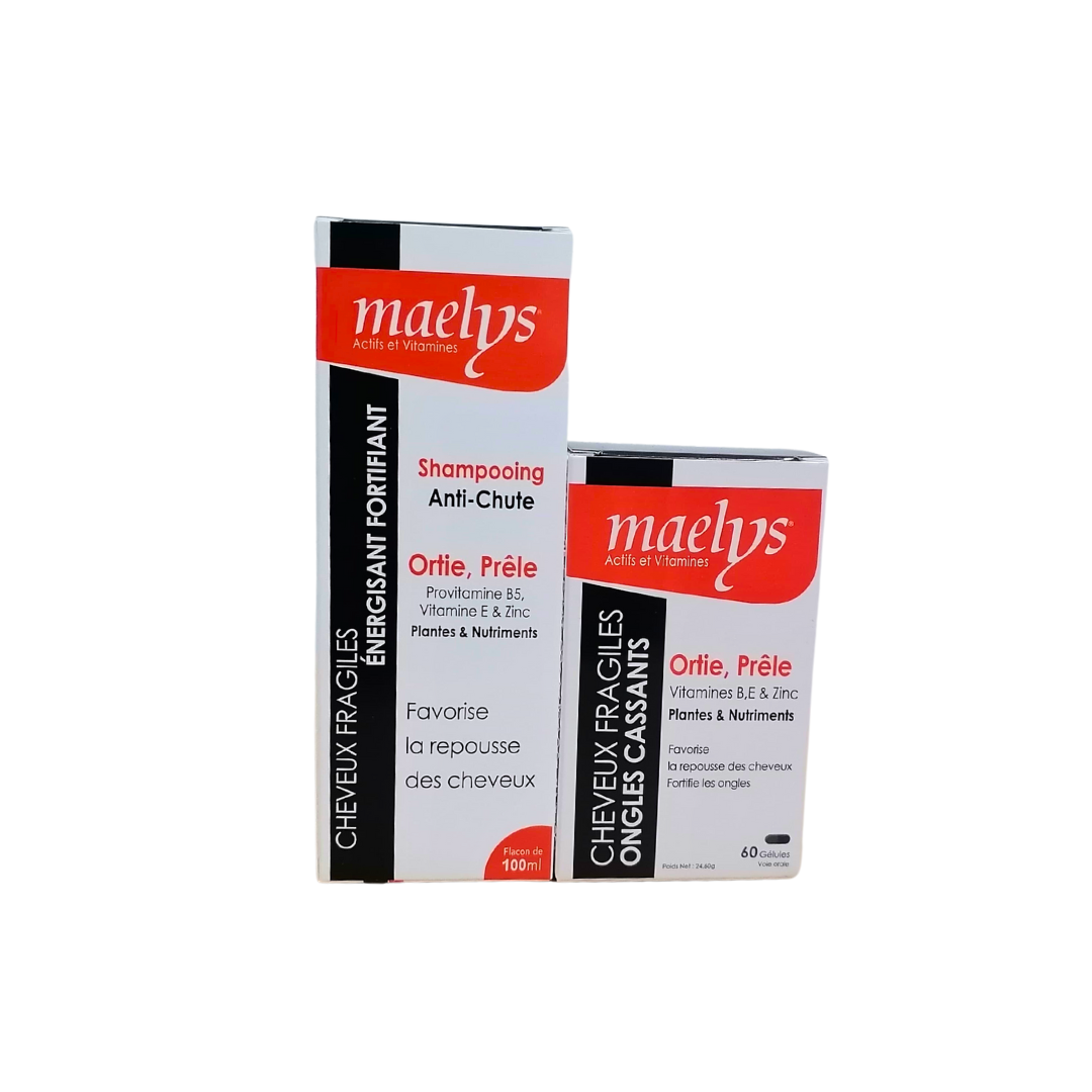 Maelys-Duo-pack-Ortie-prele-Bte-60-gelulesshamp-100ml-1.png Maelys Ortie Prele Boite 60 Gelules+ Shampoing 100ml – Image 1