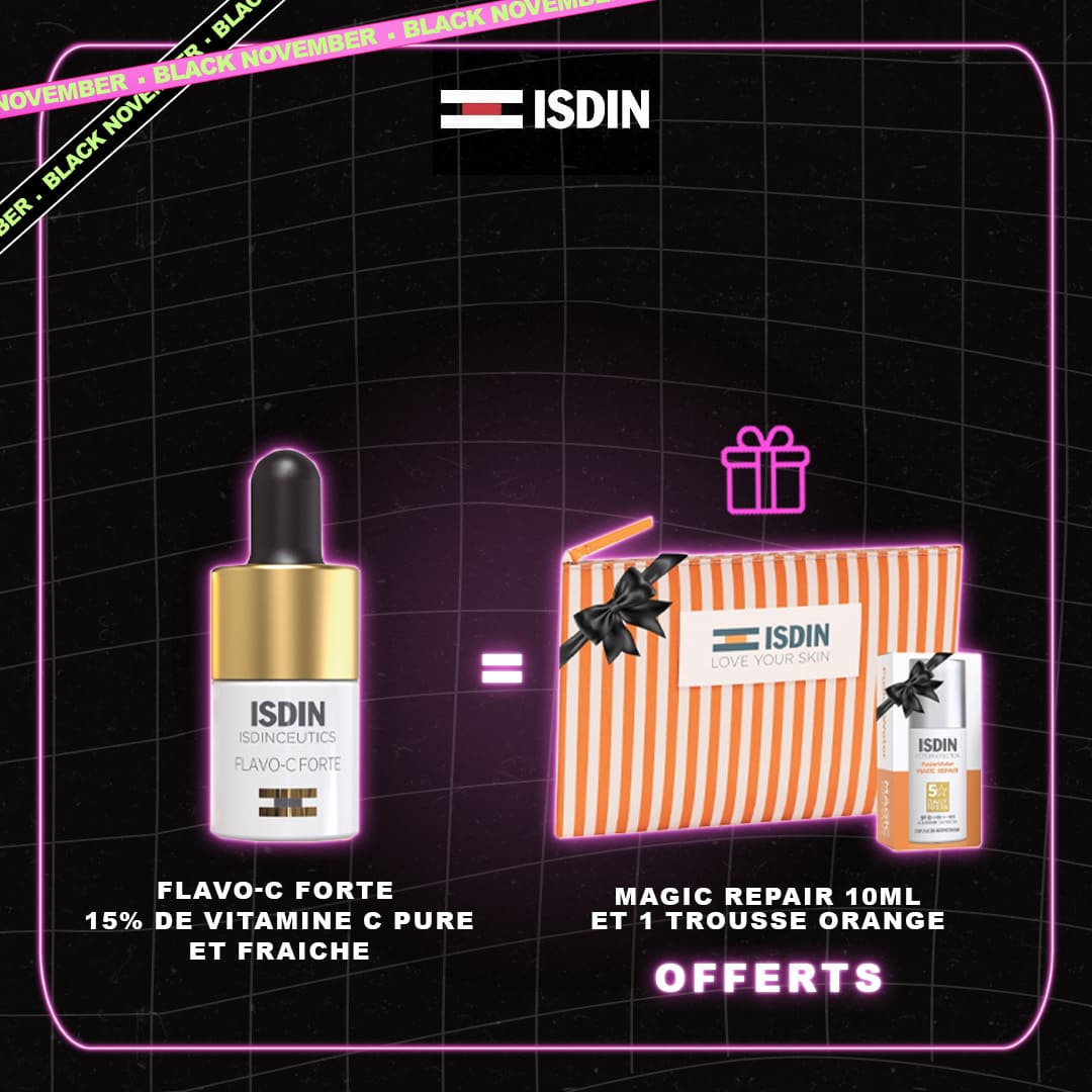ISDINCEUTICS Flavo-c Forts Serum 15% 1 Flacon = magic repair 10ml + 1 trousse orange offerts