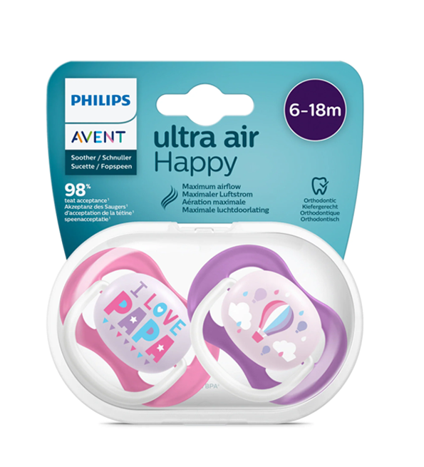 AVENT SUCETTE ORTHO 6-18M GIRL PAP/BALLO - SCF080/04