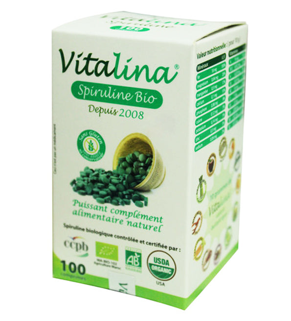 Vitalina-spiruline-100-Comprimes_421379cf-95a5-47b2-8ecf-bc8ede2e0abe.jpg Vitalina Spiruline Bio – 100 Comprimés – Image 1