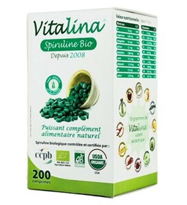 Vitalina-spiruline-200-Comprimes_91a28be8-7f24-4985-89fc-8ab68f033ab8.jpg Vitalina Spiruline Bio – 200 Comprimés – Image 1