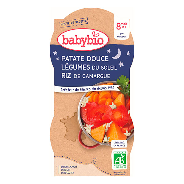 BABYBIO – BOL BONNE NUIT PATATE DOUCE LEGUMES 2 X 200 G