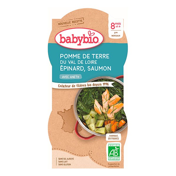 BABYBIO BOL POMME DE TERRE EPINARD SAUMON 2 X 200 G