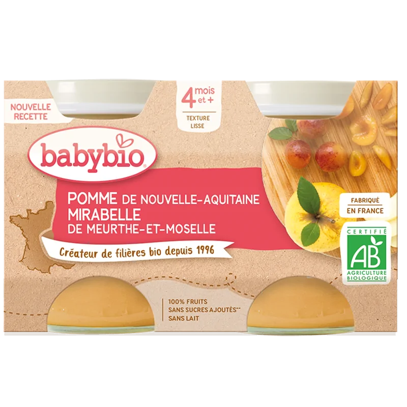 Babybio Petit Pot Pomme Mirabelle (Dès 4mois)