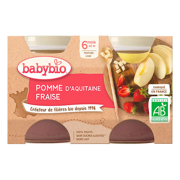 babybio-petits-pots-pomme-fraise-2x130g.jpg BABYBIO – PETIT POT POMME FRAISE 2 X 130 G – Image 1