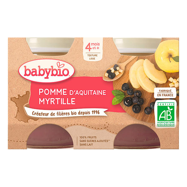 BABYBIO – PETIT POT MYRTILLE POMME 2 X 130 G