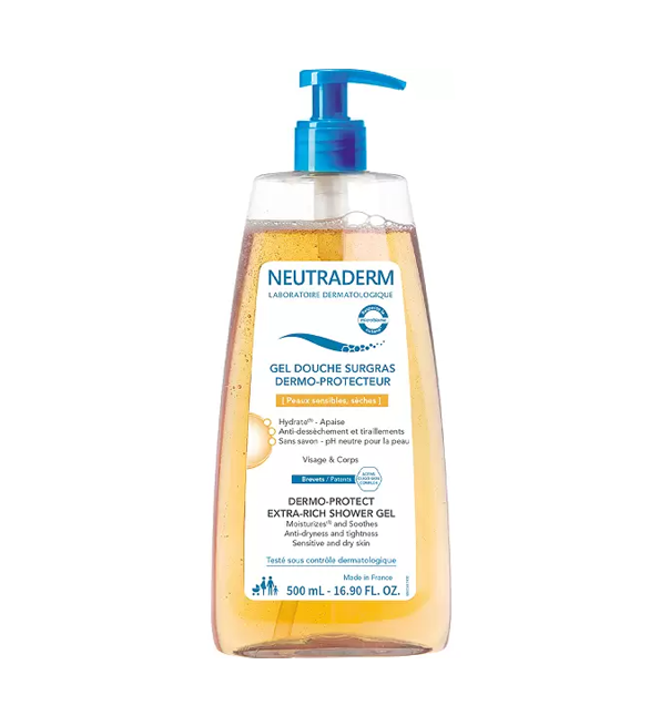 NEUTRADERM GEL DOUCHE SURGRAS DERMO PROTECTEUR POMPE 500ML