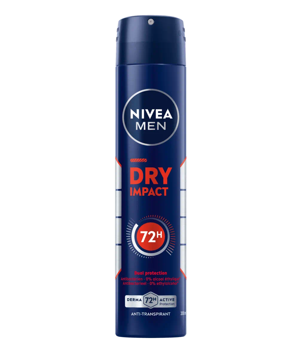 NIVEA MEN Déodorant Spray Dry Impact 72h 200ml – Protection Anti-Transpirante Longue Durée