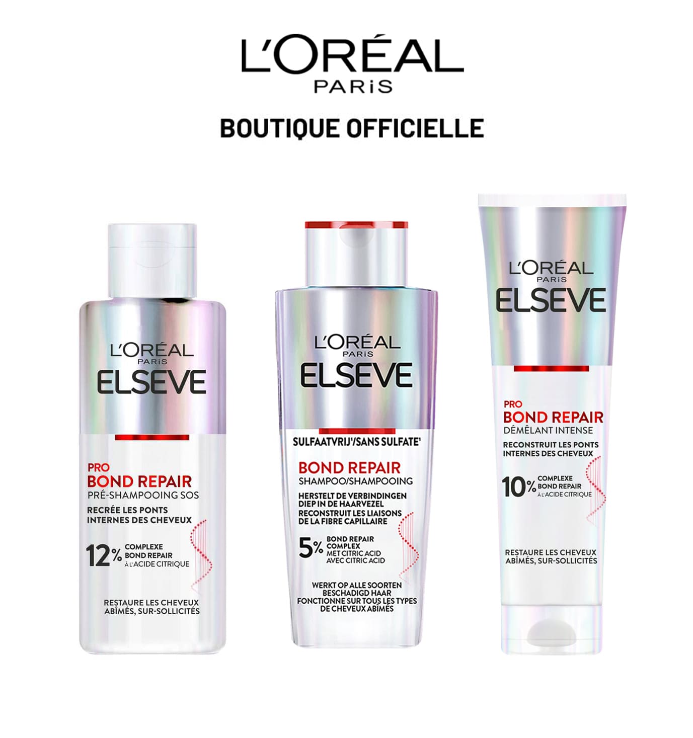 L'oréal paris Elseve routine bond repair Shampooing 200ML + Démêlant Intense 150 ml = Shampooing OFFERT