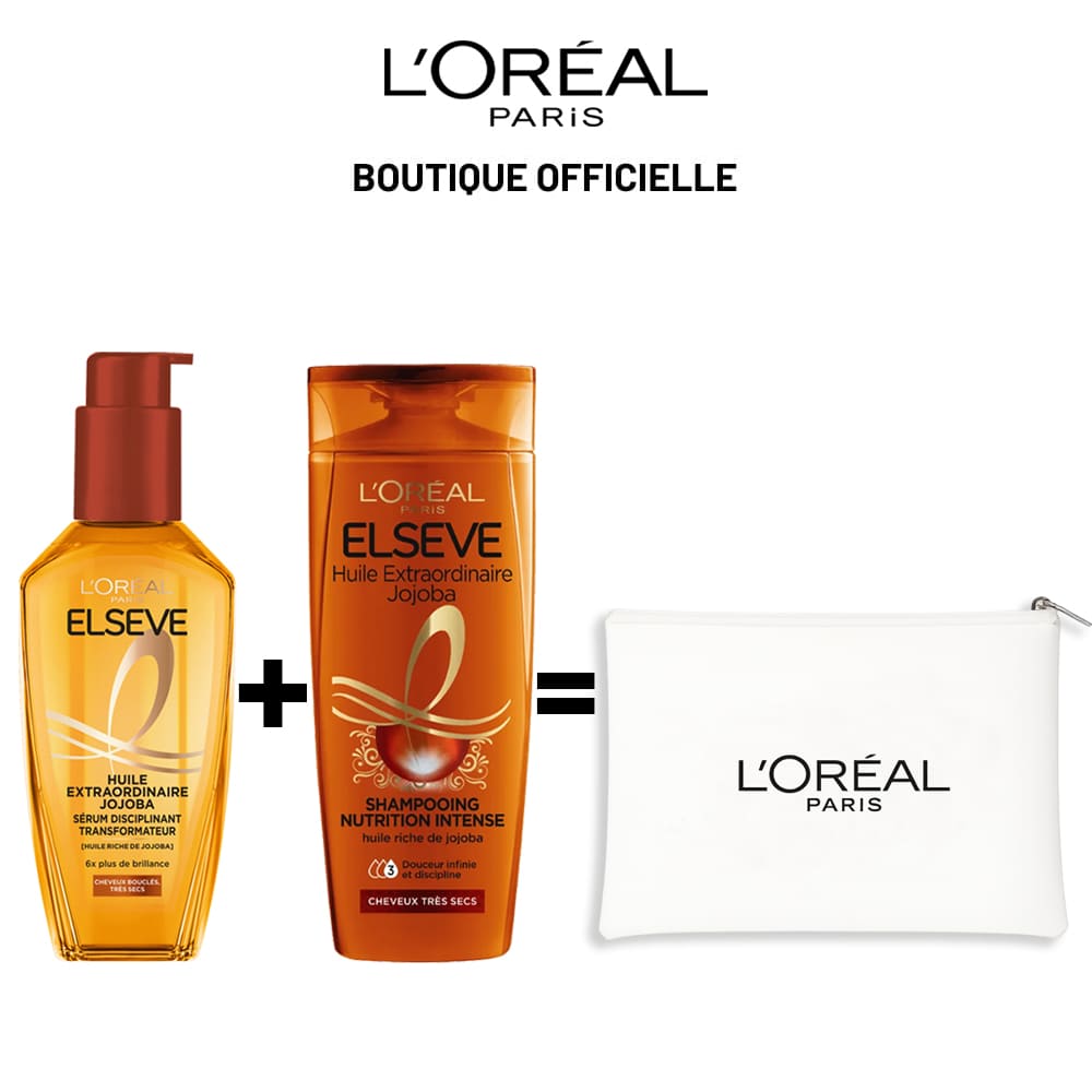 L'Oréal Paris ELSEVE HUILE EXTRAORDINAIRE JOJOBA + Shampooing JOJOBA 200ml + Trousse offerts