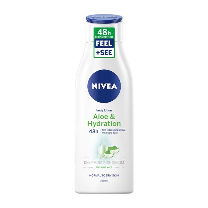 NIVEA Lait Corps Aloe Vera 250ml – Hydratation Fraîche & Peau Souple (Peaux Normales à Sèches)