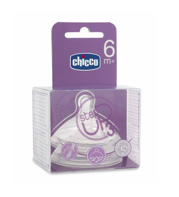 serqZER.png Chicco Tétine Silicone Step Up 3 – Flux Rapide – 2 Pièces – Image 1