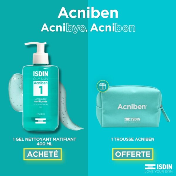 ISDIN ACNIBEN GEL NETTOYANTE PURIFIANTE 400ML = TROUSSE OFFERTE