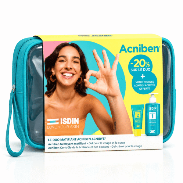 ISDIN Acniben Pack Duo Matifiant – Gel Nettoyant 400 ml + Contrôle Brillance 40 ml = Trousse Offerte