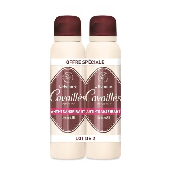 CAVAILLÈS LOT DE 2 DEODORANT L'HOMME ANTI-TRANSPIRANT 48H SPRAY 2X150ML