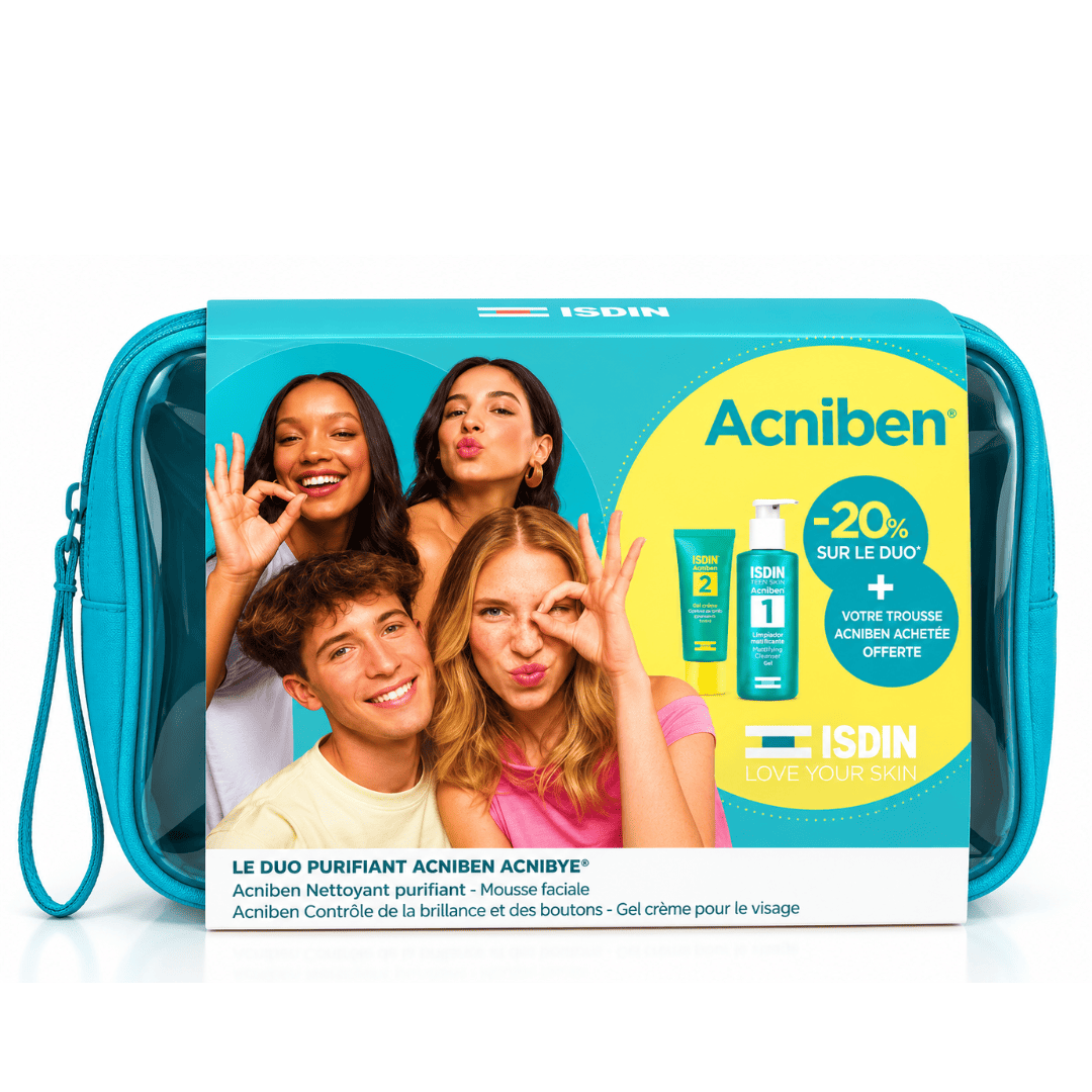 ISDIN Acniben Pack Duo Purifiant – Mousse Nettoyante Purifiante 150 ml + Contrôle Brillance 40 ml = Trousse Offerte