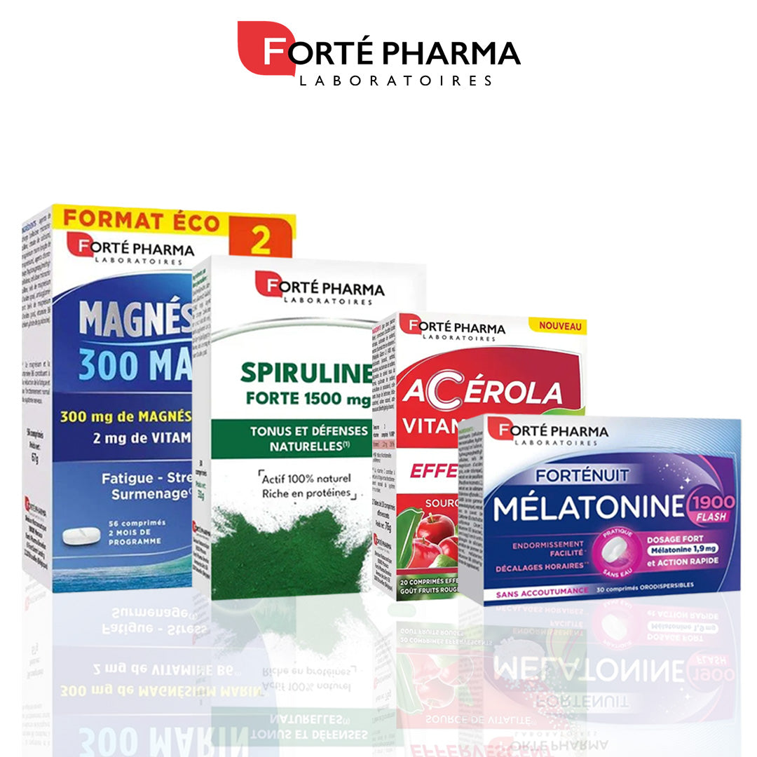 Forte Pharma Pack Sport Spiruline + Acérola + Mélatonine + Magné 300 Marin = Sac Offerte – Image 2