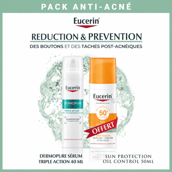 EUCERIN PACK DERMOPURE SÉRUM TRIPLE ACTION 40ML = OIL CONTROL SPF50+ 50 ML OFFERT