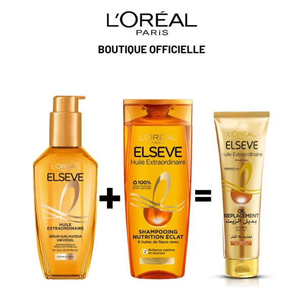 L'ORÉAL PARIS ELSEVE ROUTINE HUILE EXTRAORDINAIRE 100ML + SHAMPOOING 200ML = HUILE REPLACEMENT OFFERTE