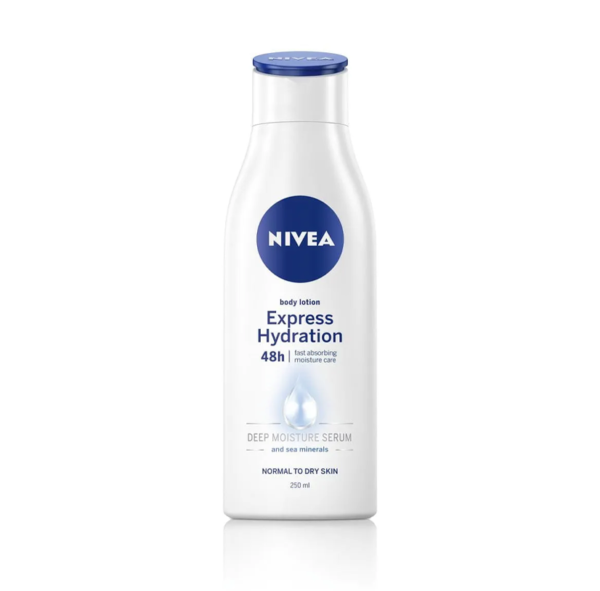 NIVEA Lait Corps Express Hydratation 250ml – Hydratation Immédiate 48h pour Peaux Sèches