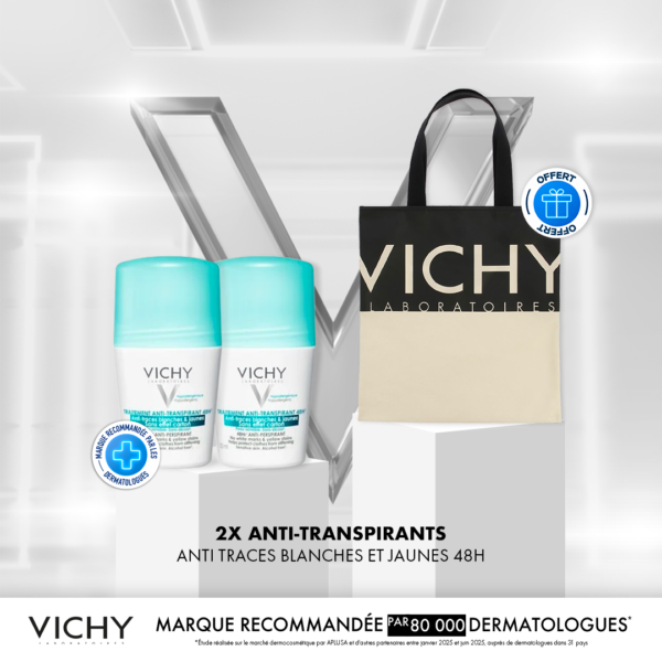 Vichy Déodorant Traitement Anti-Transpirant 48H Anti-traces 50 ml *2 = Tote Bag Offert