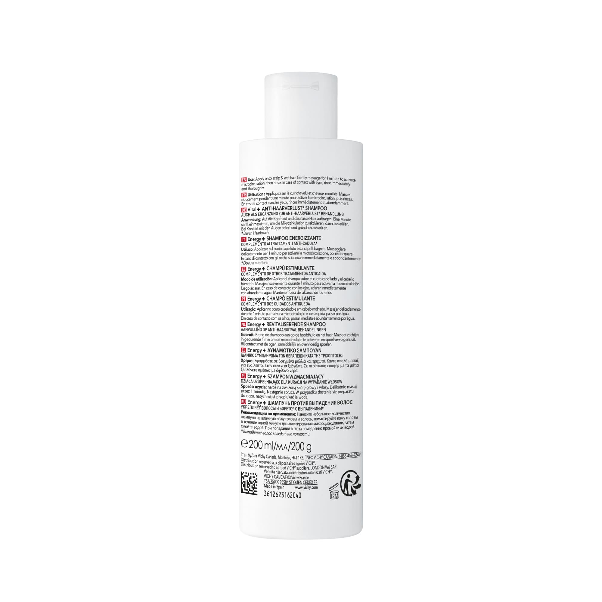 VICHY DERCOS PACK SHAMPOOING ENERGISANT+ ANTI-CHUTE 200 ML = FORMAT VOYAGE 50 ML OFFERT – Image 4