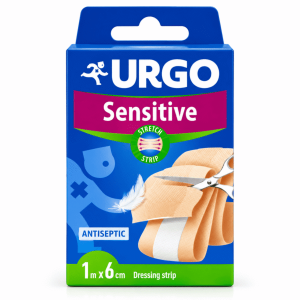 URGO Sensitive 1 m x 6 cm – Pansement à Découper pour Peaux Sensibles