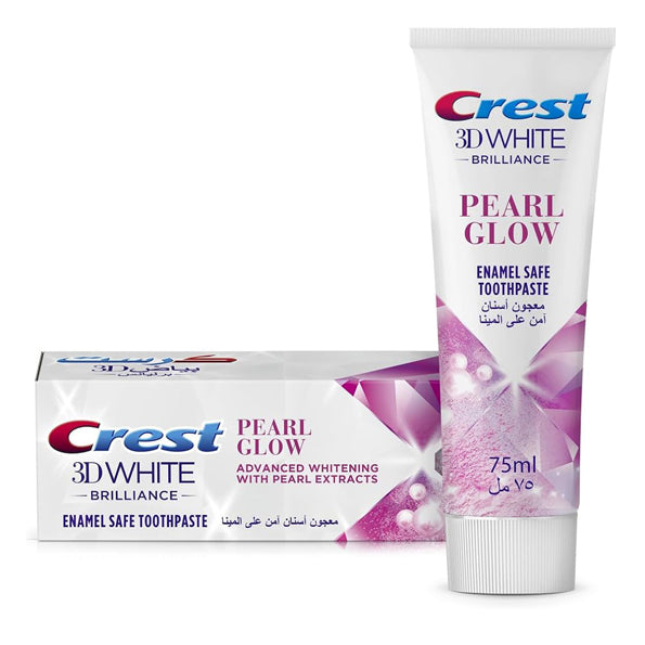 CREST DUO 3D WHITE DENTIFRICE BLANCHEUR PEARL GLOW 2* 75ML – Image 2