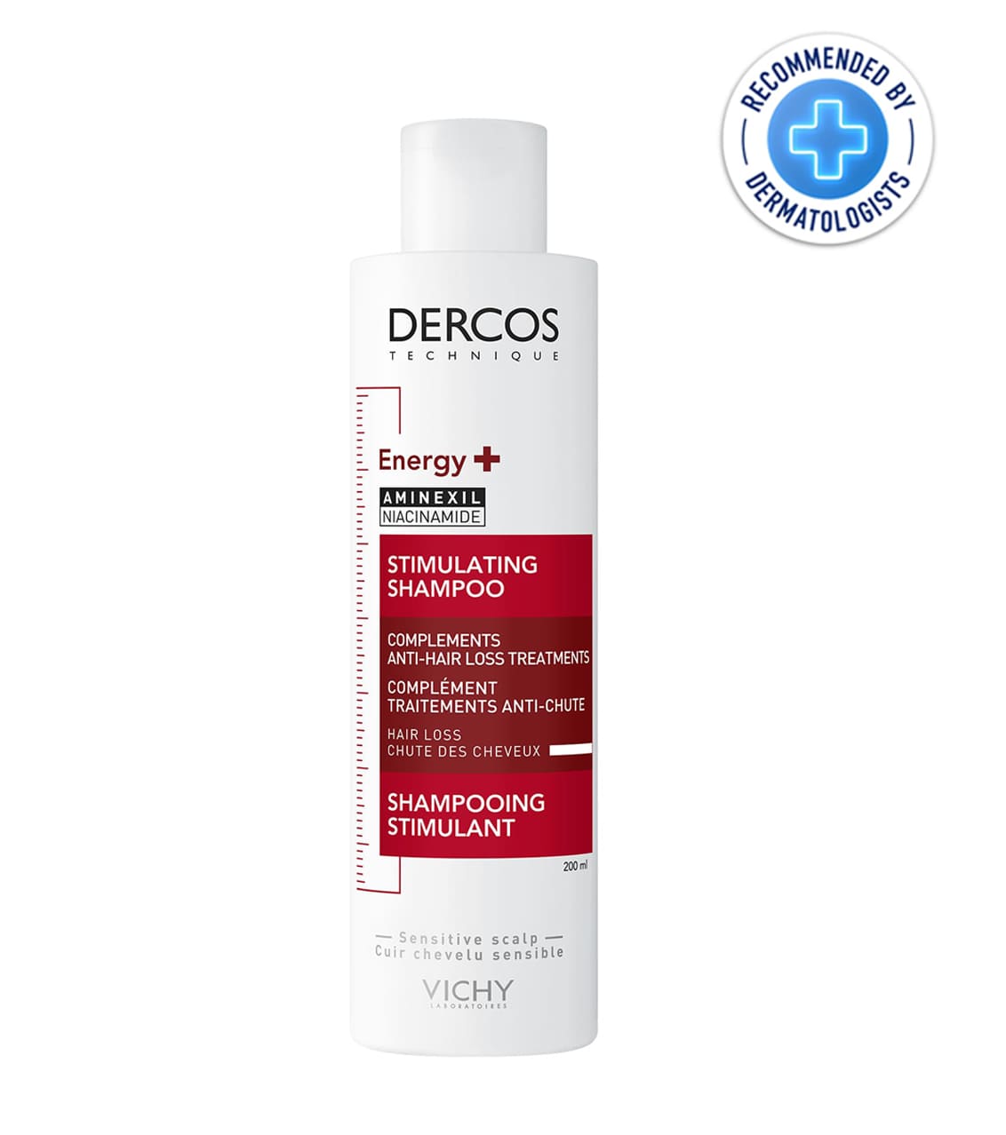 VICHY DERCOS PACK SHAMPOOING ENERGISANT+ ANTI-CHUTE 200 ML = FORMAT VOYAGE 50 ML OFFERT – Image 2